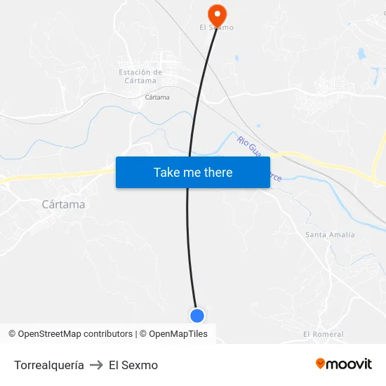 Torrealquería to El Sexmo map
