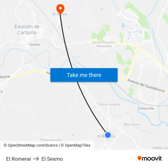 El Romeral to El Sexmo map