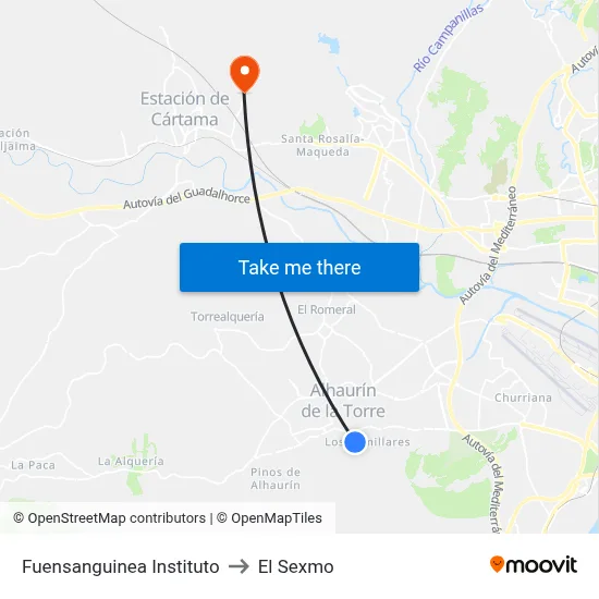 Fuensanguinea Instituto to El Sexmo map