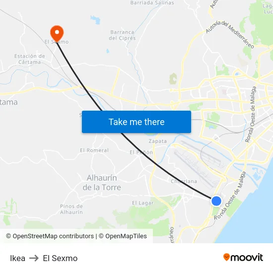 Ikea to El Sexmo map