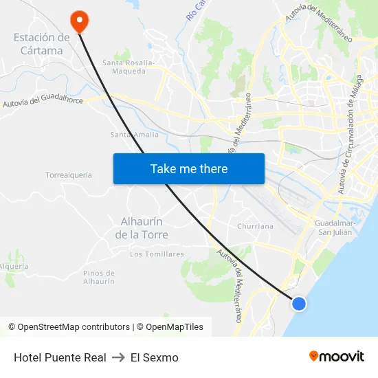 Hotel Puente Real to El Sexmo map