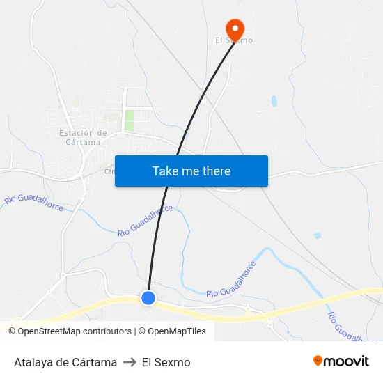 Atalaya de Cártama to El Sexmo map