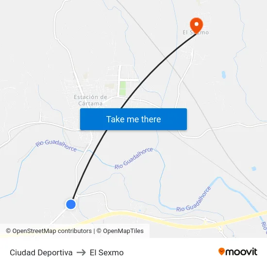 Ciudad Deportiva to El Sexmo map