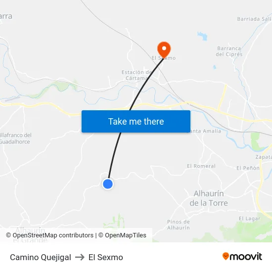 Camino Quejigal to El Sexmo map