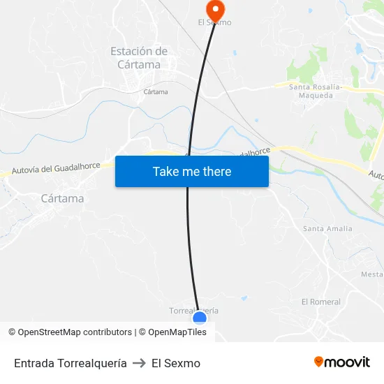 Entrada Torrealquería to El Sexmo map