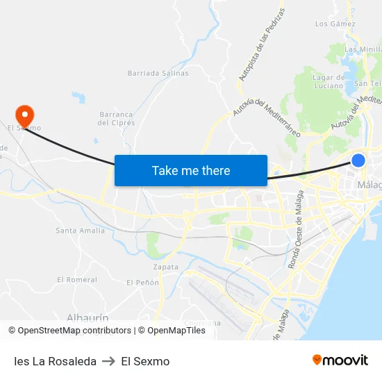 Ies La Rosaleda to El Sexmo map