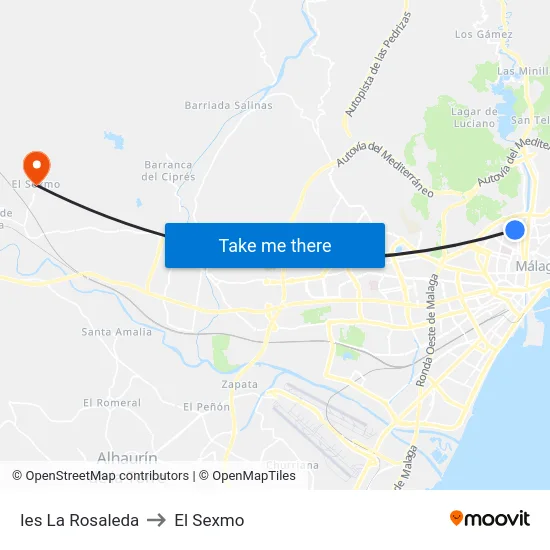 Ies La Rosaleda to El Sexmo map