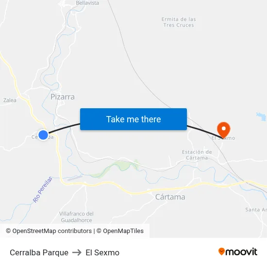 Cerralba Parque to El Sexmo map