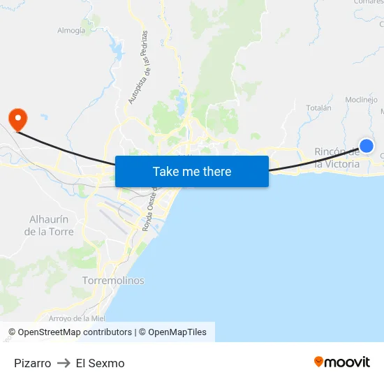 Pizarro to El Sexmo map