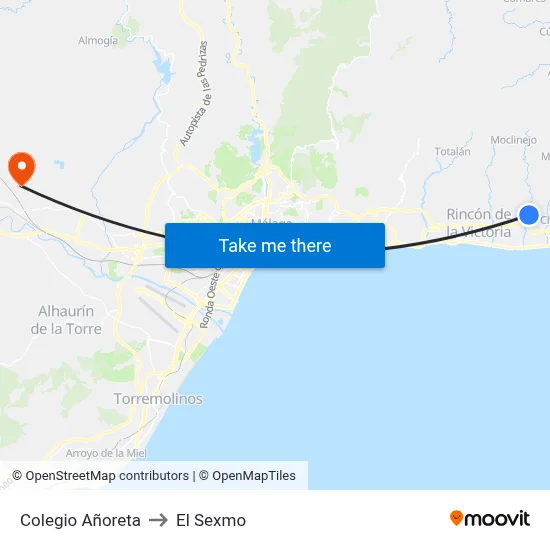 Colegio Añoreta to El Sexmo map