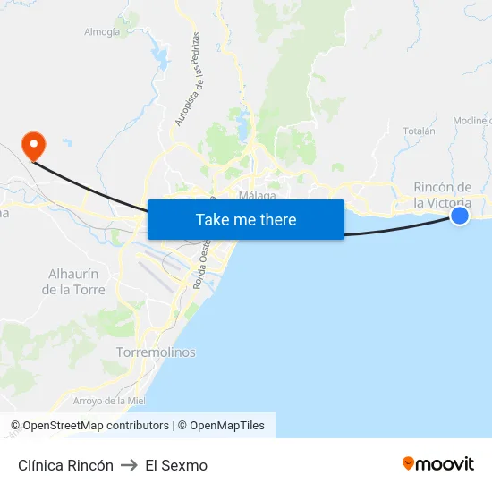 Clínica Rincón to El Sexmo map