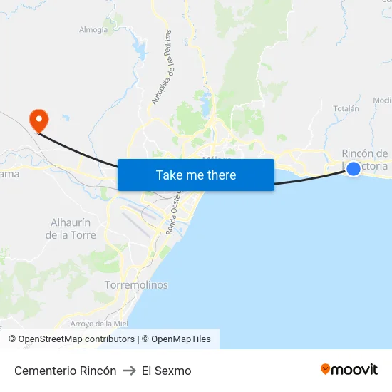 Cementerio Rincón to El Sexmo map