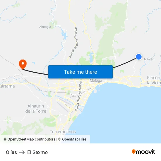 Olías to El Sexmo map