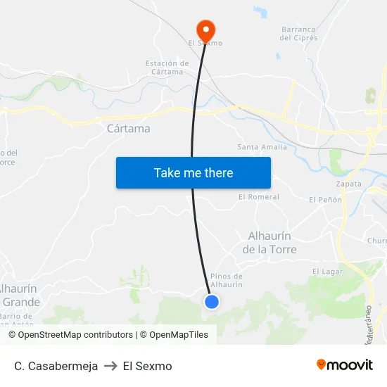 C. Casabermeja to El Sexmo map