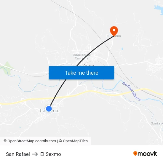 San Rafael to El Sexmo map