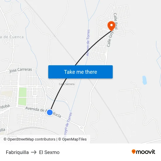 Fabriquilla to El Sexmo map