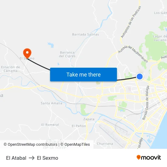 El Atabal to El Sexmo map