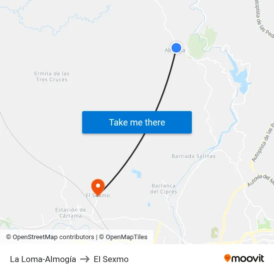 La Loma-Almogía to El Sexmo map
