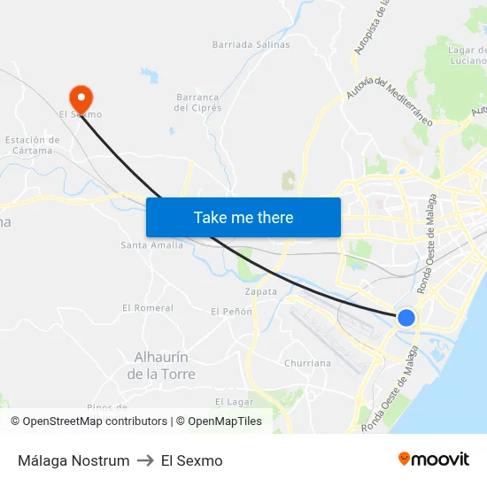 Málaga Nostrum to El Sexmo map
