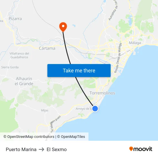 Puerto Marina to El Sexmo map