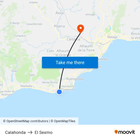 Calahonda to El Sexmo map