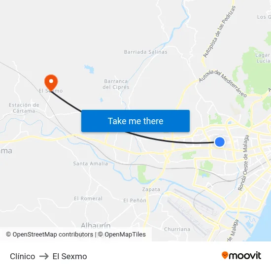 Clínico to El Sexmo map