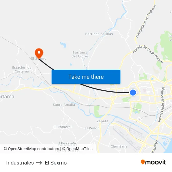 Industriales to El Sexmo map