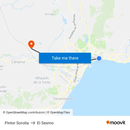 Pintor Sorolla to El Sexmo map