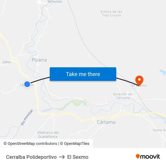 Cerralba Polideportivo to El Sexmo map