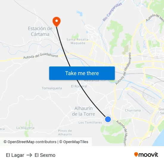 El Lagar to El Sexmo map