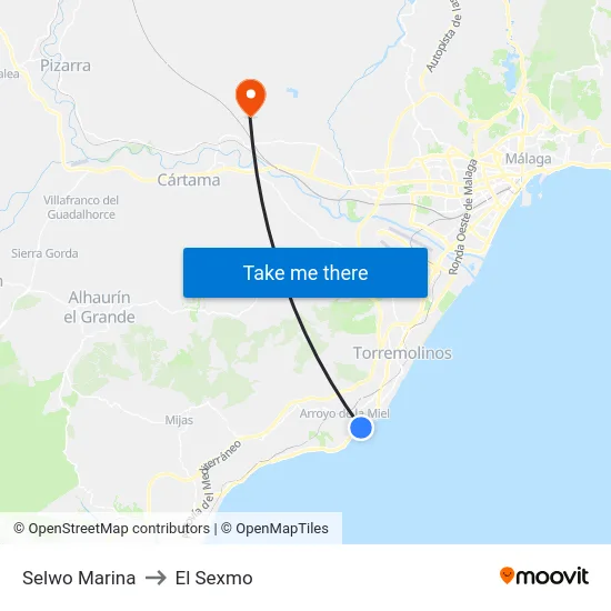 Selwo Marina to El Sexmo map