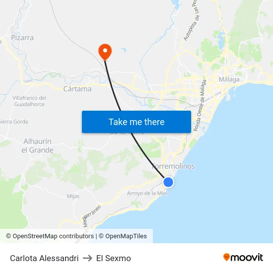 Carlota Alessandri to El Sexmo map