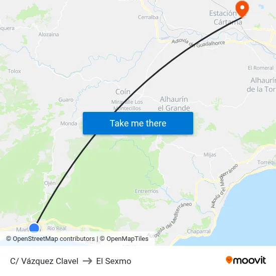 C/ Vázquez Clavel to El Sexmo map