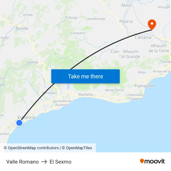 Valle Romano to El Sexmo map