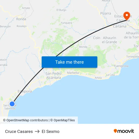 Cruce Casares to El Sexmo map