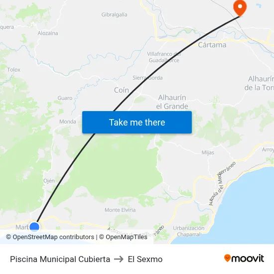 Piscina Municipal Cubierta to El Sexmo map