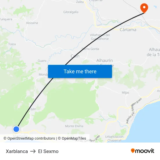 Xarblanca to El Sexmo map