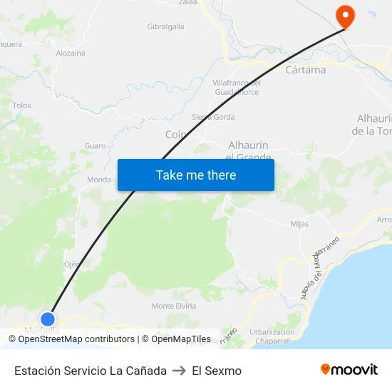 Estación Servicio La Cañada to El Sexmo map