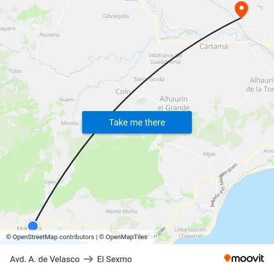 Avd. A. de Velasco to El Sexmo map