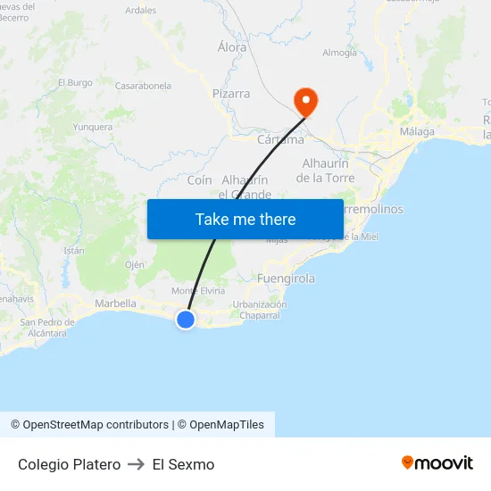 Colegio Platero to El Sexmo map