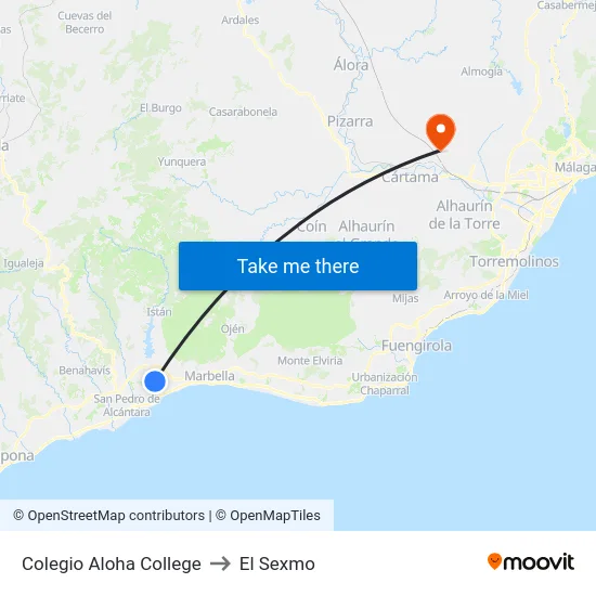 Colegio Aloha College to El Sexmo map
