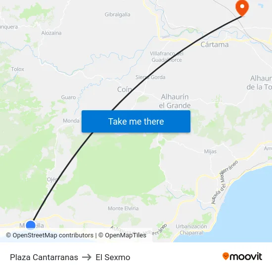 Plaza Cantarranas to El Sexmo map