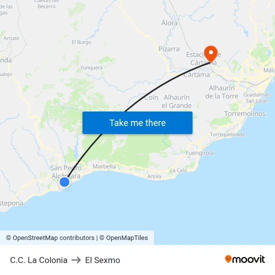 C.C. La Colonia to El Sexmo map