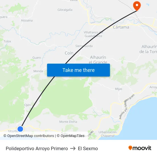 Polideportivo Arroyo Primero to El Sexmo map