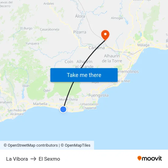 La Víbora to El Sexmo map