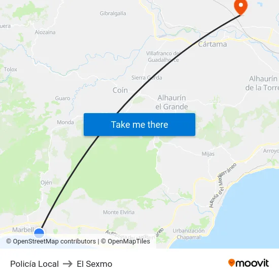 Policía Local to El Sexmo map