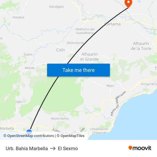 Urb. Bahía Marbella to El Sexmo map