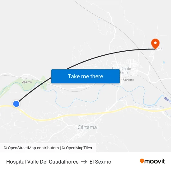Hospital Valle Del Guadalhorce to El Sexmo map