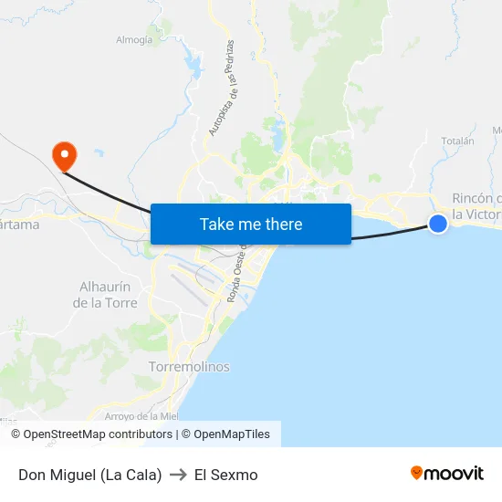 Don Miguel (La Cala) to El Sexmo map