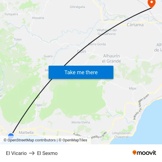 El Vicario to El Sexmo map